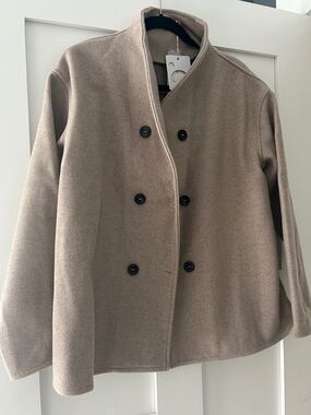 Commense Women's Double-Breasted Wool-Blend Peacoat — Taupe